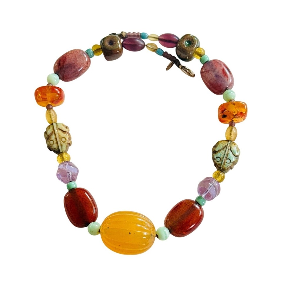 Teresa Goodall Necklace Multi Beaded Collar Colorful Chunky Statement Artisan